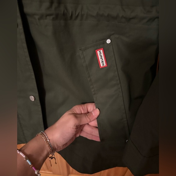 🆕 NWT Hunter Adela cotton canvas rain jacket in hunter green - Picture 10 of 15
